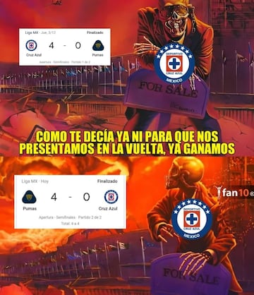 Los memes de la semifinal entre Pumas y Cruz Azul