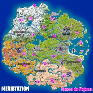 Todas las ubicaciones de Bancos de Mejoras en Fortnite Temporada 4