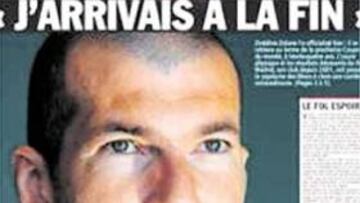 Zidane en la portada de L'Equipe.