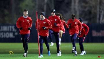El Leipzig durante el entrenamiento de ayer.