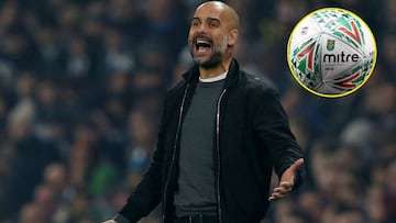 El técnico del Manchester City, Pep Guardiola, se quejó del balón de la Carabao Cup.