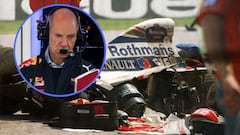 Adrian Newey y el Williams FW16 destrozado de Ayrton Senna.