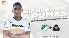 Pumas reforz&oacute; la defensa en el mercado invernal, el lateral izquierdo Jeison Angulo firm&oacute; este jueves el contrato que lo vincula con los felinos.