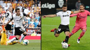 Gay&agrave; el d&iacute;a de su debut en Primera contra el Atl&eacute;tico y Gay&agrave; con el brazalete de capit&aacute;n del Valencia esta temporada.