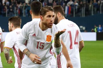 Ramos celebrates after scoring from 12 yards for a second time.