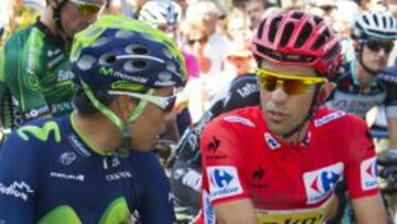 Nairo Quintana y Alberto Contador en la pasada Vuelta a Espa&ntilde;a. 