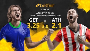 Getafe CF vs. Athletic Club: horario, TV, estadísticas, clasificación y pronósticos