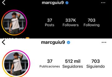 Los seguidores de Marc Guiu después de su debut con el Barça.