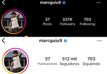 Los seguidores de Marc Guiu después de su debut con el Barça.