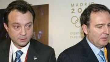 <b>SATISFECHOS.</B> Manuel Cobo y Feliciano Mayoral han terminado muy satisfechos del primer día de evaluación de la Comisión del COI.