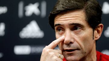 GRAF9654 VALÈNCIA (COMUNITAT VALENCIANA) 24/08/2018 El entrenador del Valencia CF, Marcelino García Toral, durante la rueda de prensa previa al partido de Liga que le enfrentará al RCD Espanyol. EFE/ Juan Carlos Cárdenas