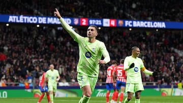 Ferran celebra el 2-4 que marcó en el Metroplitano en la jornada 29 de la Liga pasada.