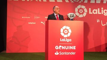 El presidente de LaLiga, Javier Tebas, durante un acto.