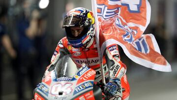 Motorcycle Racing - Qatar Motorcycle Grand Prix - MotoGP race - Losail, Qatar - March 18, 2018 - Ducati Team rider Andrea Dovizioso of Italy after winning the race. REUTERS/Ibraheem Al Omari