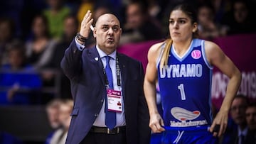 Lucas Mondelo y Marta Xargay, durante las semifinales de la Final Four de la Euroliga.