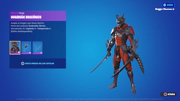 club fortnite noviembre 2023 nueva skin guardian draconico