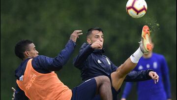 Tejera en el entrenamiento.