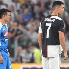 Cristiano Ronaldo le dio la bienvenida a 'Chucky' Lozano en la Serie A
