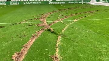 Se cuelan en el estadio del Racing y destroza el césped