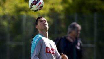 Cristiano, en el último entrenamiento con Portugal.
