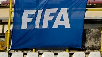 ARECHI STADIUM, SALERNO, ITALY - 2023/10/27: FIFA flag is seen during the UEFA Women Nations League A football match between Italy and Spain. Spain won 1-0 over Italy. (Photo by Andrea Staccioli/Insidefoto/LightRocket via Getty Images)