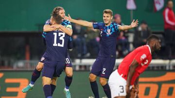 Modric celebra el primer gol croata.