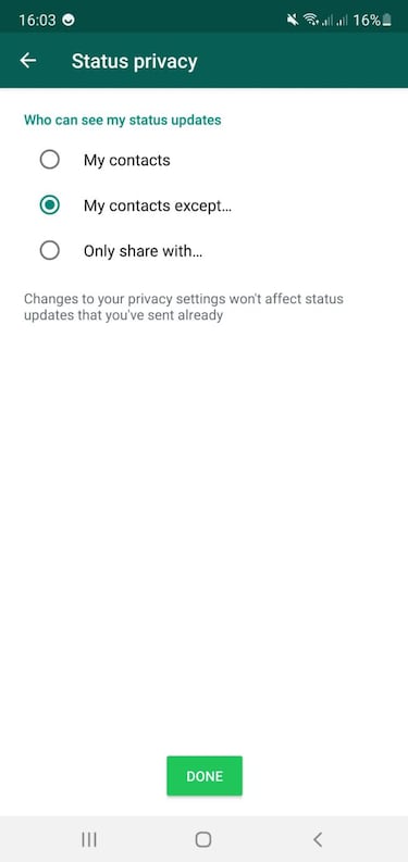 Cómo prohibir a un contacto ver tus estados de WhatsApp