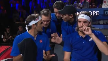 Federer escuchó atento: Nadal aconsejó al suizo en el dobles