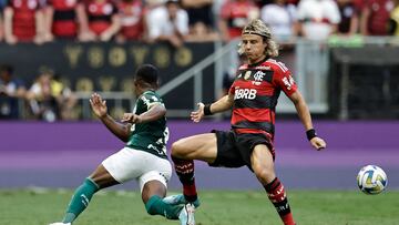 Soccer Football - Brazilian Super Cup - Final - Palmeiras v Flamengo - Estadio Nacional de Brasilia, Brasilia, Brazil - January 28, 2023 Flamengo's David Luiz in action with Palmeiras' Endrick REUTERS/Ueslei Marcelino