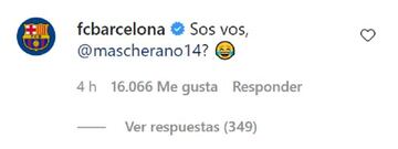 Captura del comentario del FC Barcelona.