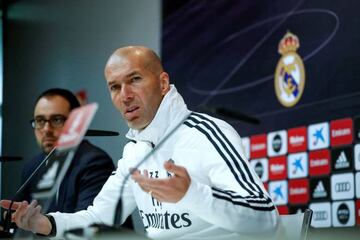 Zinedine Zidane speaks in a press conference ahead of Real Madrid's clash with Eibar.