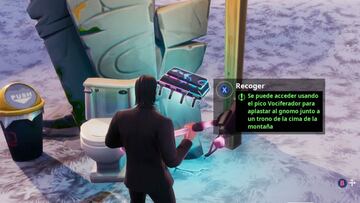 Fortnite Battle Royale: cómo conseguir el Fortbyte #48 usando el pico Vociferador para aplastar al gnomo junto a un trono de la cima de la montaña