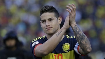 James Rodríguez durante un partido con Colombia.