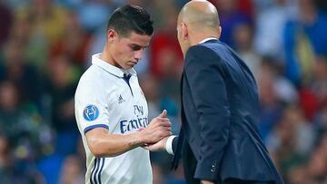 James y Zinedine Zidane con el Real Madrid