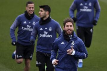 Sergio Ramos, Marco Asensio y Lucas Vázquez.