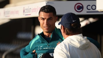 Soccer Football - UEFA Nations League - Portugal Training - The SMISA Stadium, Paisley, Scotland, Britain - October 14, 2024 Portugal's Cristiano Ronaldo during training REUTERS/Russell Cheyne