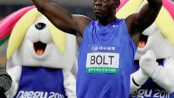 <b>RELÁMPAGO. </b>Bolt realizó 9.86 en su primer 100 de la temporada, la Reunión de Daegu. En la ciudad coreana serán los Mundiales de 2011.