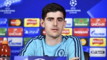 Thibaut Courtois, en la rueda de prensa previa al partido de Champions League entre el Chelsea y el Oporto.