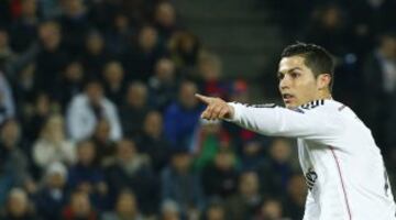 Cristiano Ronaldo celebra el primer gol del Real Madrid. 0-1.
