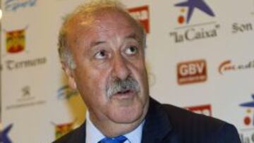 El seleccionador nacional de Fútbol, Vicente del Bosque, durante la rueda de prensa de un acto.
