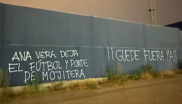 Pintadas en La Rosaleda contra el técnico y la cúpula del Málaga.