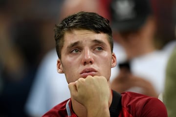 MOSCOW, RUSSIA - JULY 11:  An England fan looks dejected following his sides defeat in the 2018 FIFA World Cup Russia Semi Final match between England and Croatia at Luzhniki Stadium on July 11, 2018 in Moscow, Russia.  (Photo by Shaun Botterill/Getty Ima