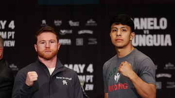 Canelo Álvarez y Jaime Munguía antes del combate del sábado.