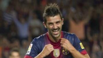 <b>ALEGRÍA. </b>Momento en el que Villa hizo su primer gol tras la lesión.
