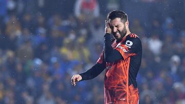 Andre-Pierre Gignac of Tigres during the 2nd round match between Tigres UANL and Guadalajara as part of the Torneo Clausura 2024 Liga MX at Universitario Stadium on January 21, 2024 in Monterrey, Nuevo Leon, Mexico.