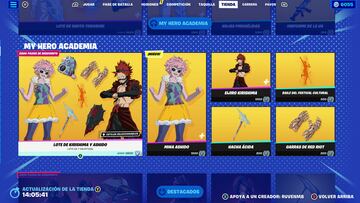 fortnite my hero academia nuevas skins shoto todoroki eijiro kirishima mina ashido