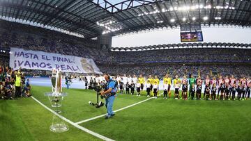 Madrid y Milán juegan en el Bernabéu mientras Atlético e Inter lo hacen en el Wanda. En la foto, Madrid y Atlético en Milán en 2016.