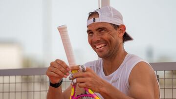 Rafa Nadal, durante un entrenamiento en Manacor.