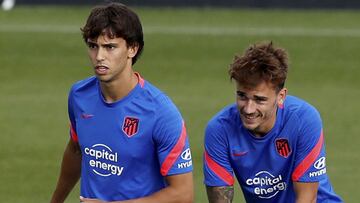 João Félix y Griezmann en un entrenamiento del Atlético en septiembre de 2020.