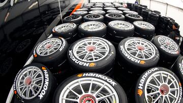 The DTM tyres in the Hankook service tent.